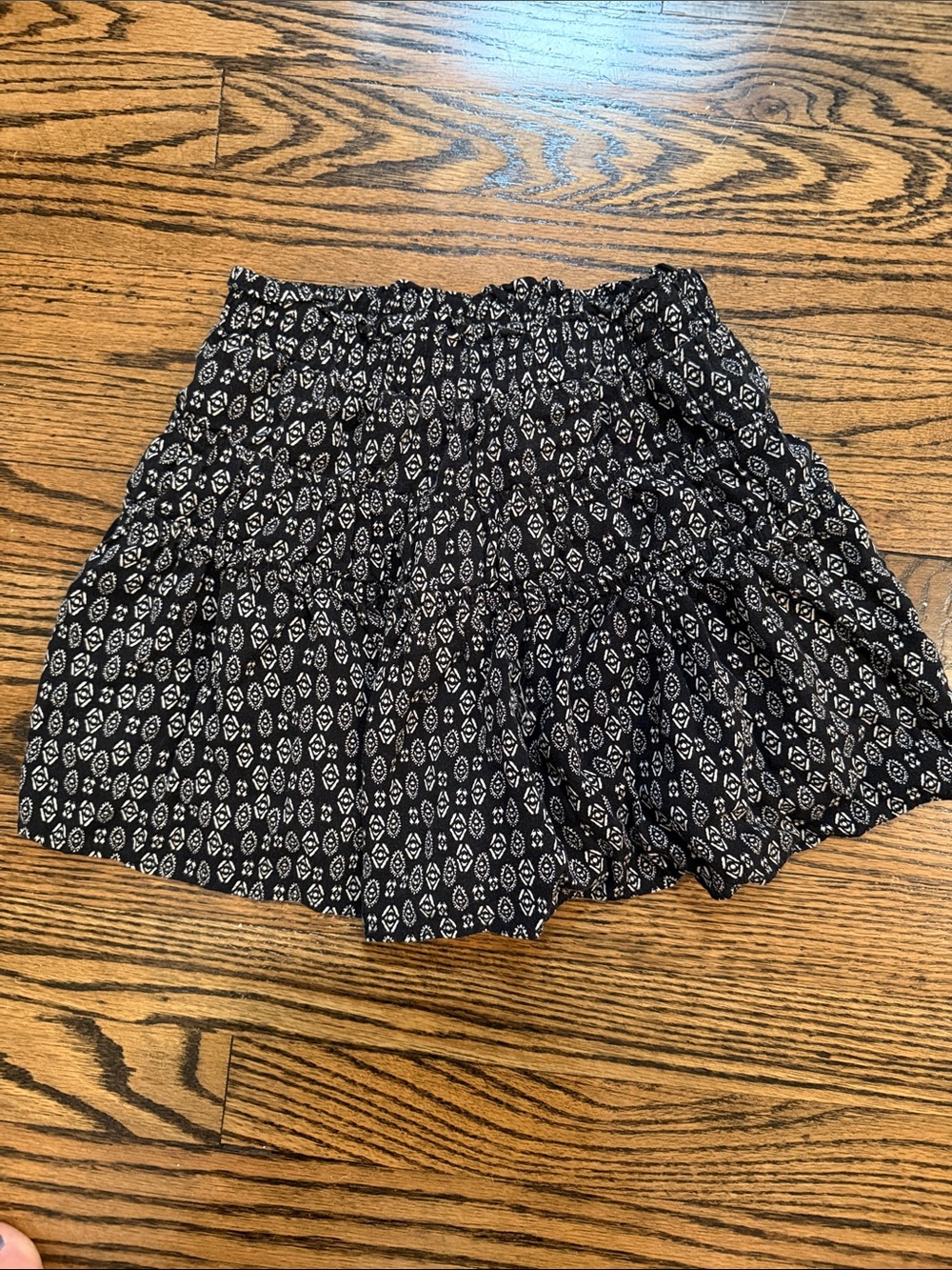 Zara Black Printed Ruffled Skater Skirt